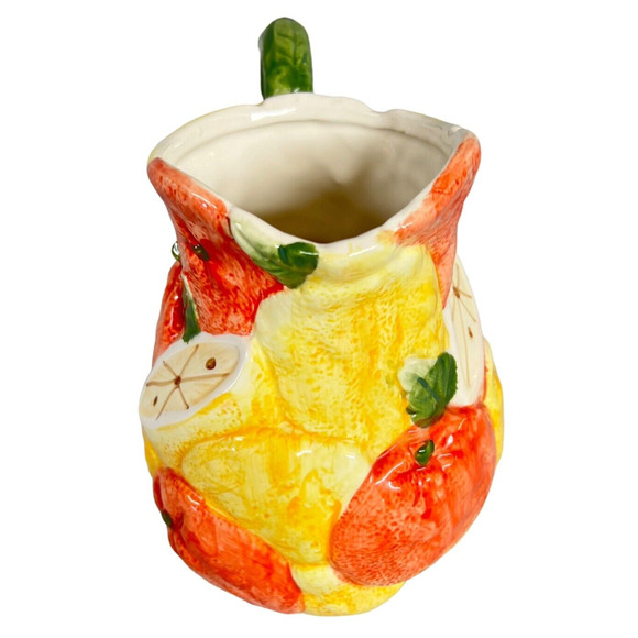 WCL Ceramic Raised Fruit Pitcher 64 oz Iced Tea Lemonade Vtg Farmhouse Country - Picture 6 of 13